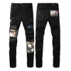 denim jeans zwarte gescheurde broek mode skinny kapotte stijl fiets motorfiets rock revival jean