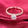Ladies Ring 10K Rose Gold Engagement med 1CT rund klippt Moissanite Diamond Eternity Ring för älskare