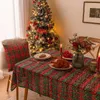 Table Cloth Christmas Plaid Snowflake Tablecloth Printed Rectangular End Decorative Ambience Flag