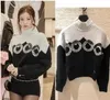 Kadınlar Sıradan Kontast Lüks Sweaters Örme Bahar Tasarımcı Jumper Eletiş Baskılı Cococs Kızlar İçin Kısa Sweater Kadın