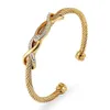 Armbandkabel armband dy pulsera designer smycken kvinnor män sier guld pärlhuvud x formad manschett armband david y 5m smycken julklapp