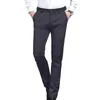 Men's Suits Men Suit Pants Spring Fall High Waist Slim Fit Wrinkle-free Stretchy Breathable Business Formal