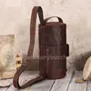 High quality Crazy 2024 Straddle bags Shoulder Genuine Leather Horse Fashion Diagonal Trendy Chest Cylinder Bag Single Skin Retro Small for Men 10A+