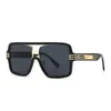 Zonnebril Gloednieuwe Unisex Oversized Zonnebril Zwart Goud Gestreept Luxe Designer Vierkante Zonnebril Voor Mannen Vrouwen Cool Fashion Shades YQ240120