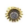 Cluster Ringe Naturstein Druzy Kristall Gold Farbe Legierung Sonnenblume Verstellbarer Ring für Frauen Mädchen Trendy Hochzeitsgeschenk Schmuck