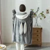 Blankets Wearable Cloak Flannel Blanket With Hooded Cute Ear Bed Cape For Adult Child Warm Throw In Winter