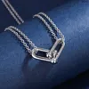 Colliers Pendan T S925 Silver Horseshoe Boucle Collier Femmes UShaped Double Bague Full Diamond Collier Chaîne Fami 8pvv