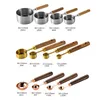 Ensemble de cuillères à manche en bois en acier inoxydable, outils de mesure, tasses, cuillères, cuisson du café, accessoires de cuisine, 4 pièces