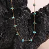 Natural Crushed Stone Blue Bracelet Colorful Stone Crystal 316L Stainless Steel 18K Gold Plated Necklace