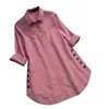 Женские блузки, женские повседневные клетчатые рубашки и блузка с длинными рукавами и лацканами на боковых пуговицах, топы, женская свободная рубашка Blusa Mujer Moda 2024