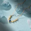 Pendanthalsband Canner S925 Sterlsilver Blue Water Drop Zircon Pendant Halsband för kvinnliga halsbandskedjor smycken Presentkrage J240120