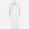 Capris Straight brief Solid White color Cotton blouses oversized plus large size comfortable long women shirt TurnDown Collar Dress