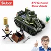 Блоки Sluban Building Block Toys WW2 Army BT7 Fast Tank 347 шт. Кирпичи B0686 Военная конструкция, совместимая с ведущими брендами 240120