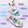 Blocs Sluban Friends Yacht de luxe bateau de croisière modèle de bateau de croisière ensemble de blocs de construction mer 8 figurines jouet pour fille cadeau d'anniversaire