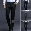 Men's Suits Men Suit Pants Spring Fall High Waist Slim Fit Wrinkle-free Stretchy Breathable Business Formal