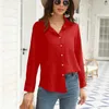 Blusas femininas de alto temperamento boutique camisa superior elegante manga longa solta vermelho primavera e outono roupas de rua