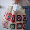 Seesäcke, Retro-Handtasche, gehäkelt, für Damen, Bohemian-Chic, Hippie-Dandbag, großes Fassungsvermögen, verschleißfest, mehrfarbig, einzigartig, schön, manuell