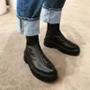 The Row Women Chelsea Boots Deri Platformu Fermuar Savaş Ayak Bileği Martin Boots Kadın Kış Ayakkabıları Tasarımcısı Chelsea Biker Potiv Black Bro O9m3#