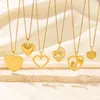 Hänghalsband 1pc personligt mode guldfärg hjärthalsband för kvinnor rostfritt stål flicka och hästsmycken gåvor