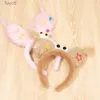 Party Hats 2023 New Sweet Rabbit Eye Doll Ear Headband Hat Flower Bunny Ear Hair Band Happy Gifts Girl Princess Birthday Rabbit Hair Hoop YQ240120