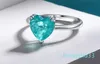 Clusterringen Sterling Zilver Paraiba Ring Vrouwelijke Mode Persoonlijkheid Eenvoudige Hartvormige Bruiloft Fabriek Groothandel