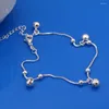 Halkalar Minimalist 925 STERLING Gümüş Halen Kadın Yaz Moda Mücevherleri Orijinal çan ayak bileği bileziği Kadın Plaj Aksesuarları Hediyeler