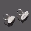 Avec pierres latérales couleur argent plaqué manchette ouverture anneau réglable cristal blanc naturel clair Quartz pierre anneaux pour femmes cadeaux de mariage