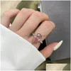 Band ringar rosa diamantdesigner ring för kvinna ons 925 Sterling Sier 5A Zirconia Round Pear Love Wedding Engagement Heart Womens Lu Dh9yz