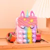 Party Favor Pop Bag Unicorn Fidget Toys Bubbles Silicone Squeeze Stress Relief Decomppress Toys Messenger Bags Purse Presents to Girls