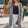 Kvinnors stickor Kvinnor Stickad Cardigan Fashion Lapel Collar Autumn Long Sleeve Open Front Midhigh Length Sweater Jackets rockar