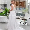 Robes de mariée de plage en mousseline de soie élégantes 2024 Sexy col en V dos nu bohème robe de mariée civile appliques dentelle balayage train pays Boho Vestios De Novias Robe De Mariee