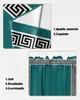 Curtain Blue Green Simple Chinese Pattern Triangular For Cafe Kitchen Short Door Living Room Window Curtains Drapes