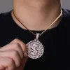 Collana rotonda con pendente simbolo del dollaro ghiacciato Hip Hop del designer di gioielli Collana rotonda con zirconi AAA HipHop