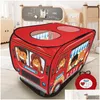 Andere kindermeubels Cartoon Bus Binnententen 29,5X28,3X44,9Inch Buitenspeelhuisje 75X72X114Cm Matic Speeltent Waterdichte Doek Door Dhuk0