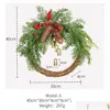 Decoratieve bloemenkransen 1 stuks Kerstmis dennenappel bel rotan krans deur hangend rustiek zoals afgebeeld 40X30Cm dagdecoraties Drop Deliv Otosu