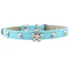 Halsbanden Bling Strass Puppy Kat Verstelbare Lederen Bloem Kitten Halsband voor kleine middelgrote honden Katten Chihuahua