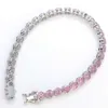 Factory Whole Sale S Sterling Sier Pink Sapphire Natural Gemstone Bracelet For Party Jewelry