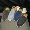 مصمم لافورز أحذية المشي فالك moccasins loafer piana تشغيل حذاء رياضة شقة لورو لورو للرجال خمر مدرب جلدي أسود حذاء تنس في الهواء الطلق مع صندوق