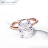 Tianyu Gems personalizado ouro rosa gelo esmagado oval diamante moissanite anéis de noivado solitário