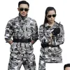 Herrspårar Mens Tracksuits Set Snow Camouflage Militär Uniform Tactical Suit Men jagar kläder Arbetskläder CS bär Dro Dhyud