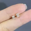 Hy 0,25CT Solitaire vardera 0,5Cttw Simple Emerald Cut Stud Loose Diamond Earring Lab Odled Def vs i guld