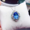 Collana con topazio di vendita diretta del produttore intarsiato con blu svizzero, semplice ed elegante