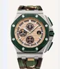 Montres pour hommes de style classique 2 de super qualité Cadran 44 mm Lumineux Date automatique camouflage Bracelet en caoutchouc multifonction Mouvement à quartz VK Chronographe Montres pour hommes haut de gamme