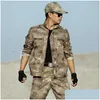 Herrspårar Mens Tracksuits Set Snow Camouflage Militär Uniform Tactical Suit Men jagar kläder Arbetskläder CS bär Dro Dhyud