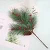 Decoratieve Bloemen 1PC Kunstmatige Kerst Rode Bessen Takken Nep Dennenappel Gesimuleerde Plant Kerst Jaar Desktop Ornament Feestartikelen