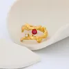 Геометрическое кольцо неправильной формы, женское винтажное модное стильное регулируемое кольцо из нержавеющей стали с цирконом, элегантное кольцо