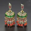 Dangle Earrings Jhumka Jhumki Ethnic Beads Tassel Bell Drop Women Gold Color Retro Gypsy Bridal Bollywood Jewelry Wedding Gifts