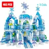 Blocs 463 pièces amis maison princesse château de glace neige monde modèle blocs de construction ville rue vue briques jouet éducatif pour les filles cadeau