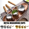 Messwerkzeuge 4PCS Löffel Set Edelstahl Holzgriff Tassen Löffel Backen Kaffee Bartending Küchenzubehör