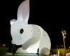 8mH (26ft) Avec ventilateur en gros Lueur de haute qualité la nuit Lapin de Pâques gonflable géant blanc LED pour la décoration du festival